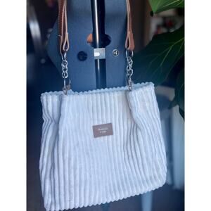 Meidola YDS Ivory Corduroy Shoulder Bag | Soft Textured Tote Purse | Neutral